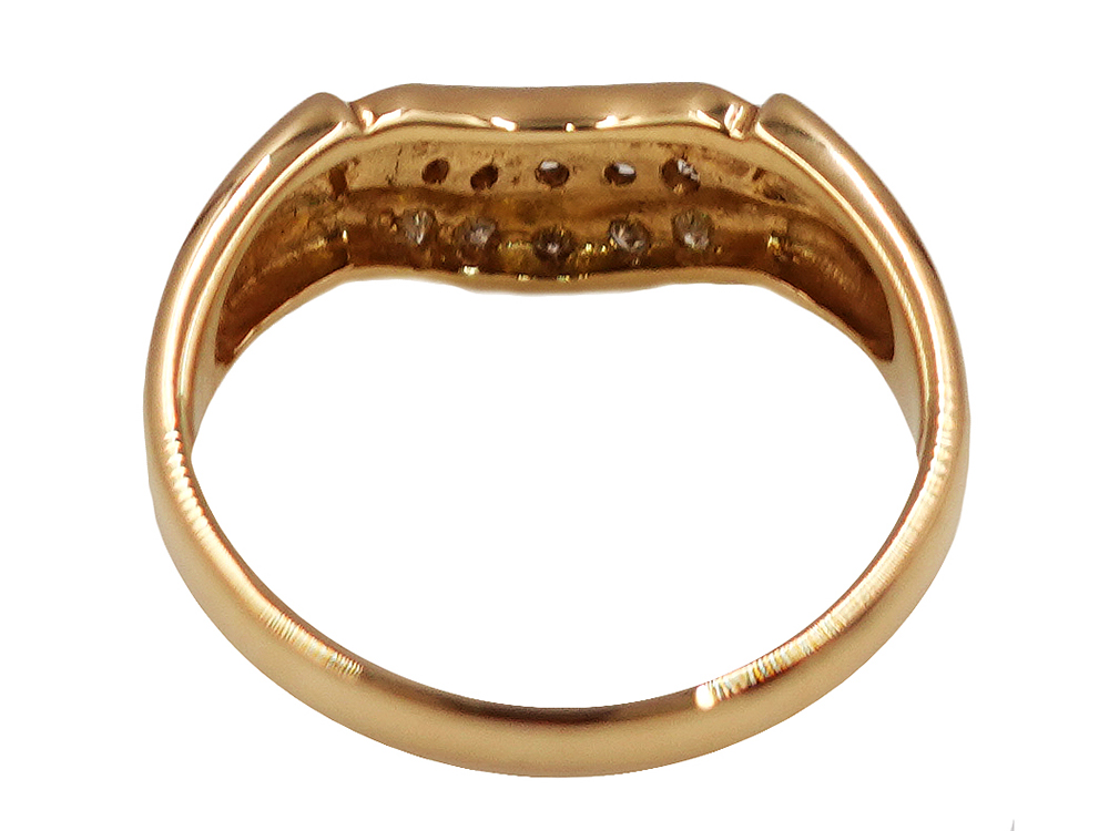 ジュエリー K18YG イエローゴールド ウェーブ ダイヤモンド リング 0.12ct 2.9g 背面