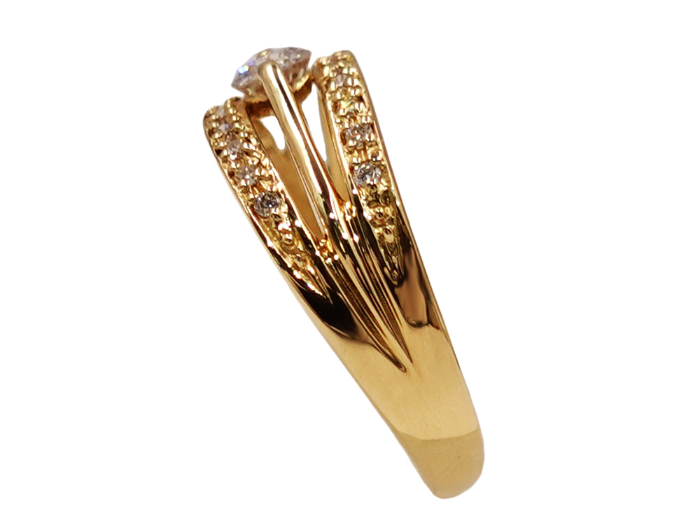 ジュエリー K18YG イエローゴールド ライン ダイヤモンド リング 0.30ct 3.1g 側面01