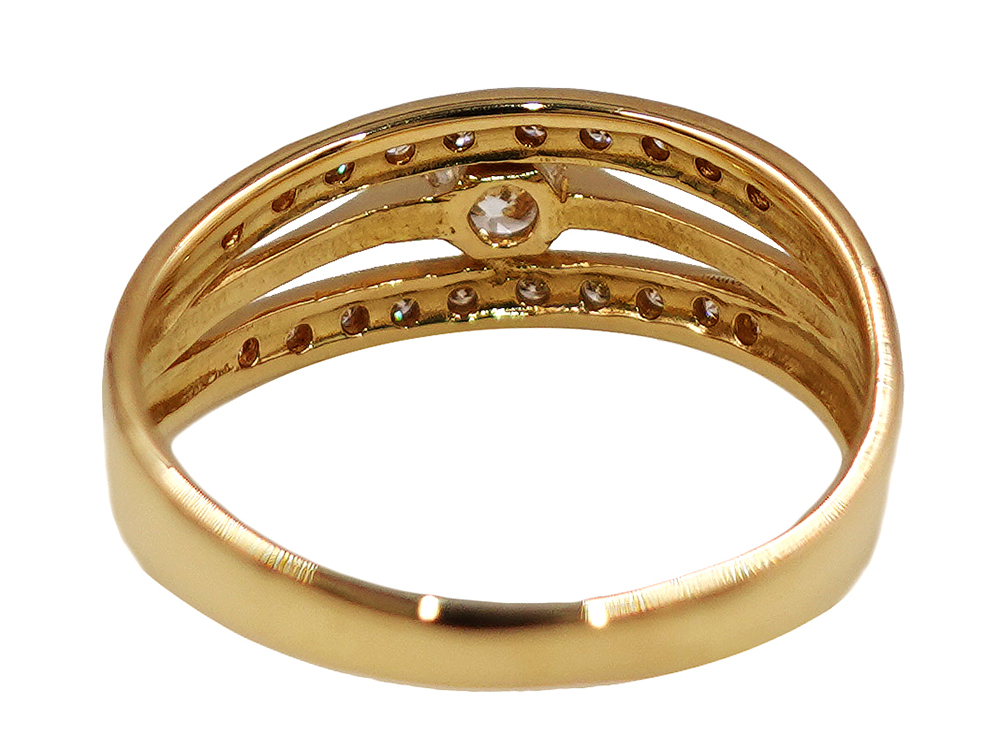 ジュエリー K18YG イエローゴールド ライン ダイヤモンド リング 0.30ct 3.1g 背面