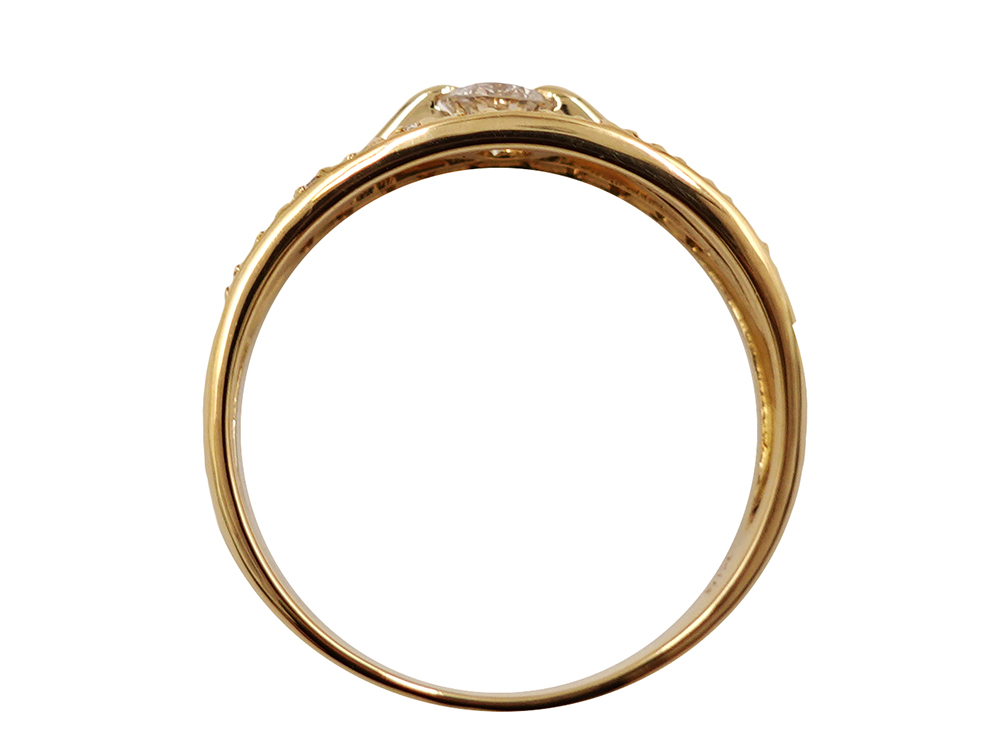 ジュエリー K18YG イエローゴールド ライン ダイヤモンド リング 0.30ct 3.1g 上面