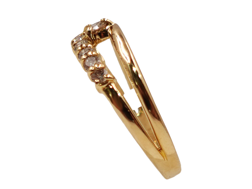 ジュエリー K18YG イエローゴールド ライン ダイヤモンド リング 0.30ct 2.3g 側面01