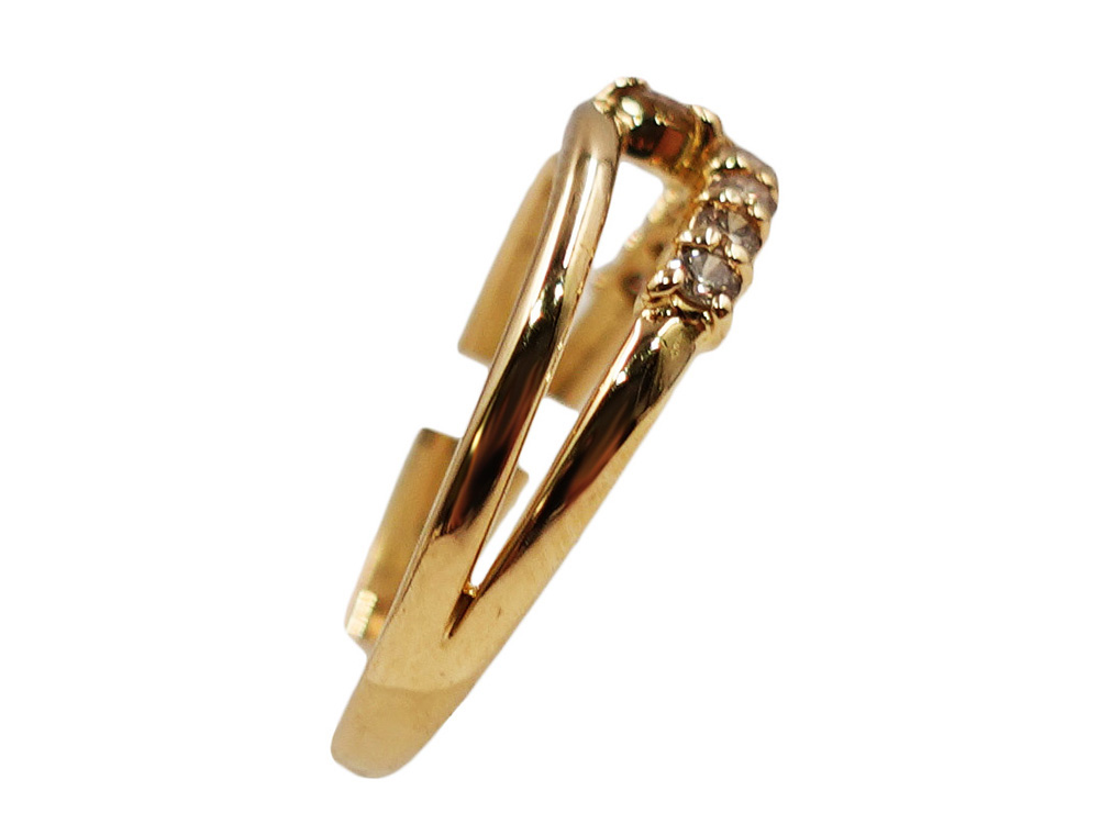 ジュエリー K18YG イエローゴールド ライン ダイヤモンド リング 0.30ct 2.3g 側面02