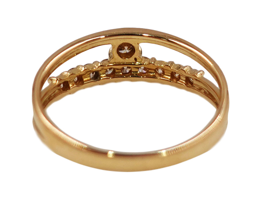 ジュエリー K18YG イエローゴールド ライン ダイヤモンド リング 0.30ct 2.3g 背面