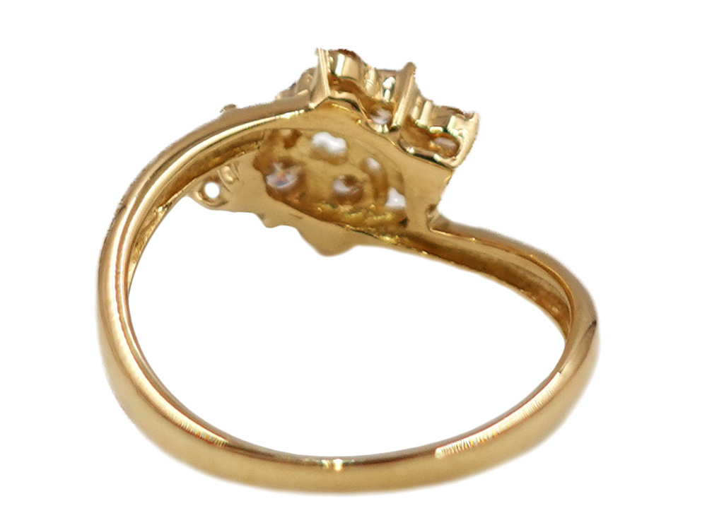ジュエリー K18YG イエローゴールド リボンモチーフ ダイヤモンド リング 0.50ct 2.8g 背面