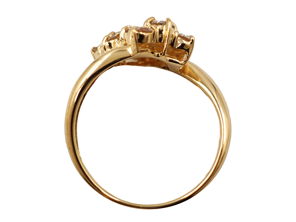 ジュエリー K18YG イエローゴールド リボンモチーフ ダイヤモンド リング 0.50ct 2.8g 上面