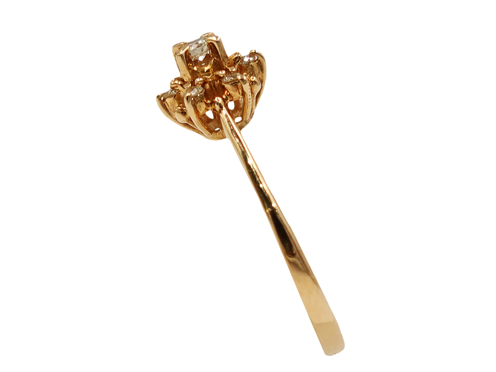 ジュエリー K18YG イエローゴールド フラワー ダイヤモンド リング 0.11ct 1.6g 側面01