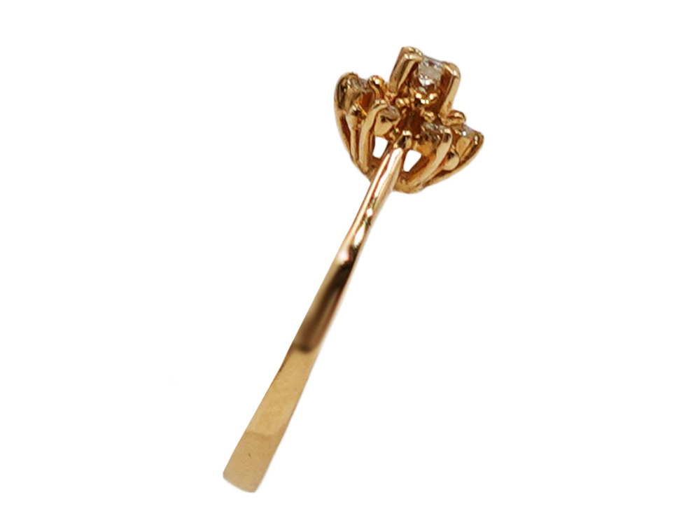 ジュエリー K18YG イエローゴールド フラワー ダイヤモンド リング 0.11ct 1.6g 側面02