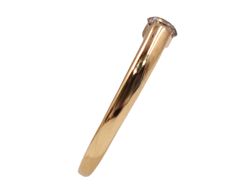 ジュエリー K18YG イエローゴールド 一粒 ダイヤモンド リング 0.20ct 2.2g 側面02