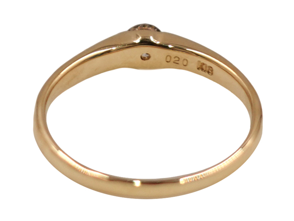 ジュエリー K18YG イエローゴールド 一粒 ダイヤモンド リング 0.20ct 2.2g 背面