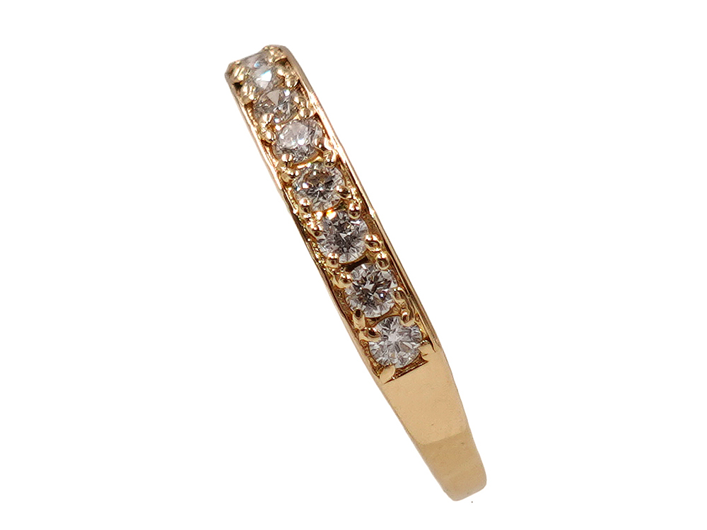 ジュエリー K18YG イエローゴールド ハーフエタニティ ダイヤモンド リング 0.30ct 1.0g 側面01