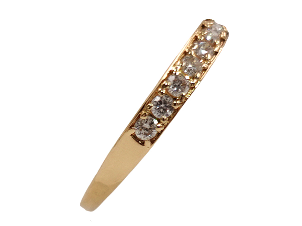 ジュエリー K18YG イエローゴールド ハーフエタニティ ダイヤモンド リング 0.30ct 1.0g 側面02