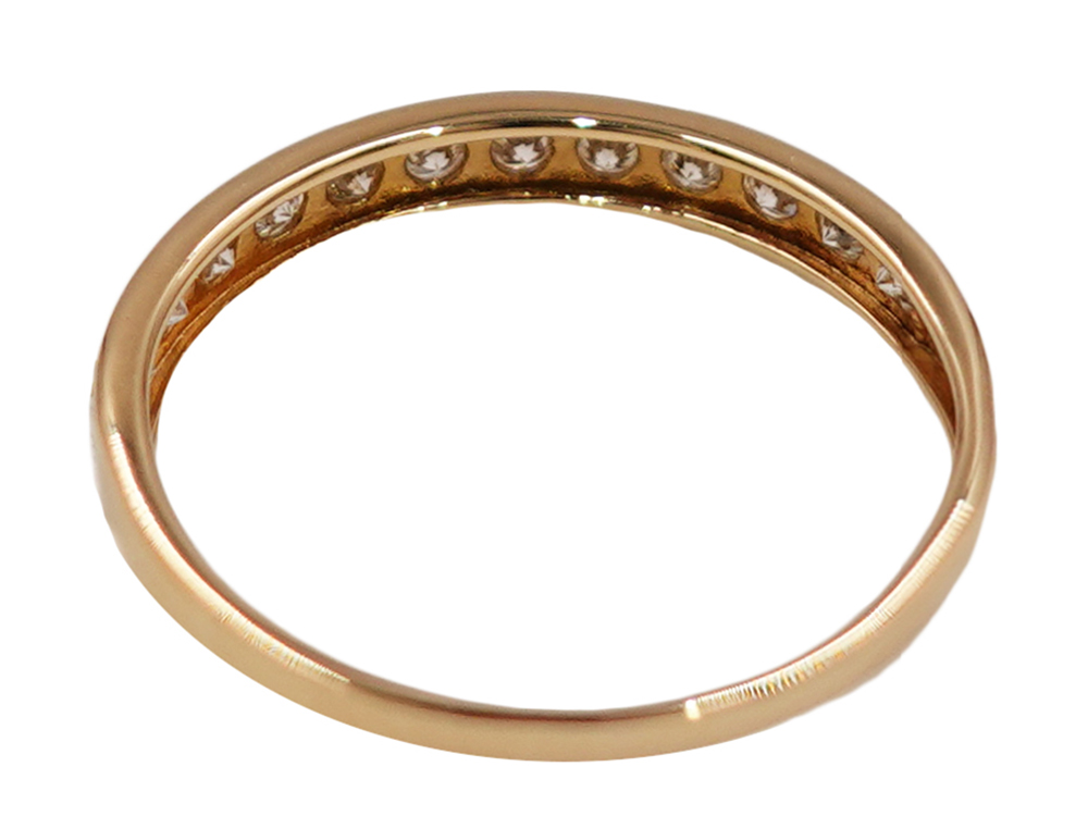 ジュエリー K18YG イエローゴールド ハーフエタニティ ダイヤモンド リング 0.30ct 1.0g 背面